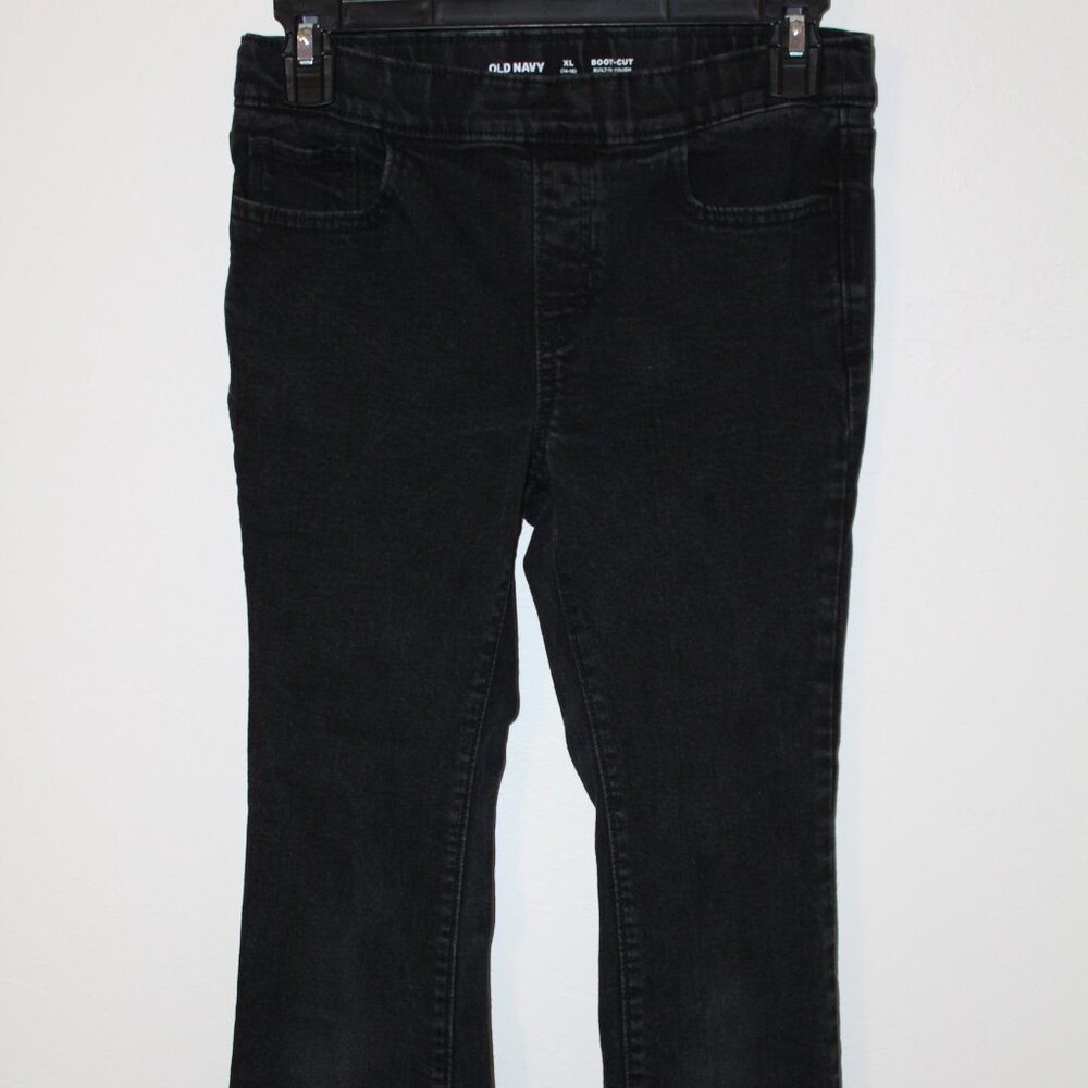 Old Navy Girls Pull On Black Denim Jeans Size XL 14/16